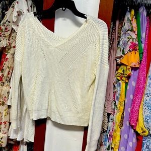 Poof apparel, size large, lightly worn cream white, long sleeve sweater